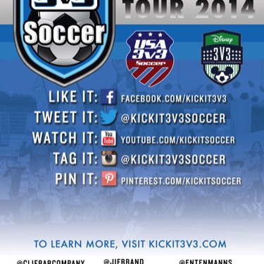 WORK: Event signage creative (11"x17", print | CLIENT: North American Sports Group / Kick It 3v3 Soccer (2013-2014)
